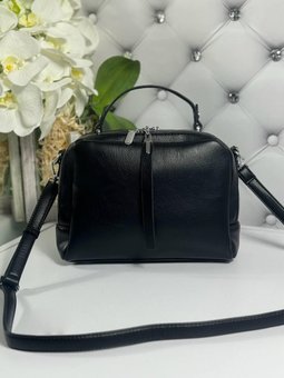 Женская сумка чемоданчик модная классическая небольшая черная экокожа