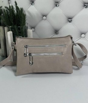 Небольшая женская сумка через плечо сумочка удобная стильная латте экокожа