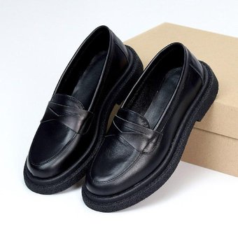 Женские лоферы туфли кожаные удобные стильные черные натуральная кожа 40