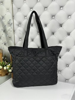 Женская большая сумка стеганая вместительная стильная городская черная плащевка