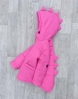Детская демисезонная куртка на девочку Дино курточка весна-осень розовая 3-5 лет