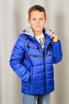 Демисезонная куртка для мальчика стеганая теплая электрик 5-14 лет 158-164