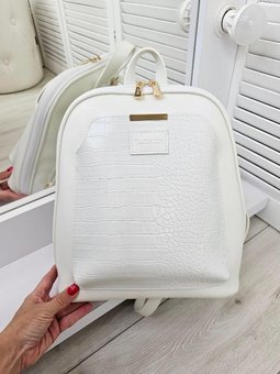 Женский рюкзак городской стильный сумка-рюкзак под рептилию белый экокожа