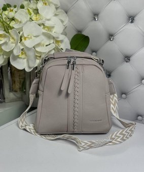 Женская сумка-рюкзак на широком ремне небольшая стильная лате экокожа