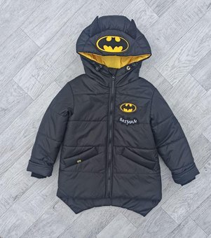Детская демисезонная куртка на мальчика Бэтмен курточка весна-осень черная 3-6 лет 116