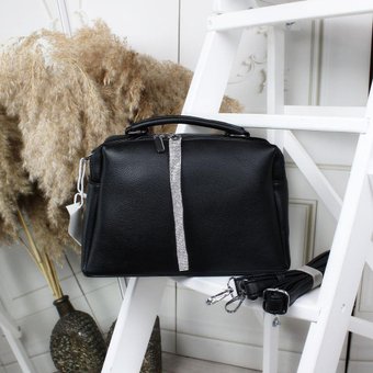 Женская сумка чемоданчик кроссбоди небольшая стильная сумочка через плечо черная экокожа