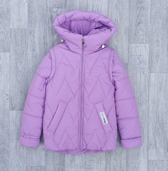 Дитяча демісезонна куртка-жилетка на дівчинку курточка весна-осінь лілова 122-152р