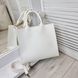 Женская сумка-шопер квадратная стильная вместительная белая экокожа