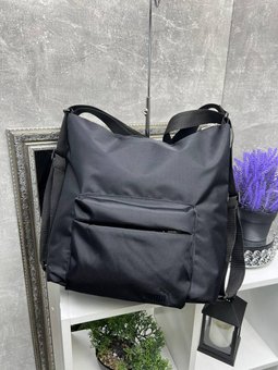 Большая женская сумка-рюкзак стильная городская модная черная плащевка