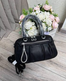 Женская сумочка через плечо средняя классическая сумка черная экокожа