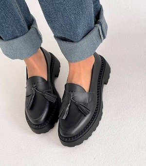 Женские туфли лоферы кожаные стильные черные натуральная кожа 40