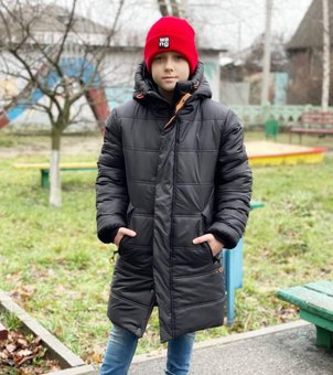Зимняя куртка подростковая на мальчика черная пуховик теплый с капюшоном 152-170р 170