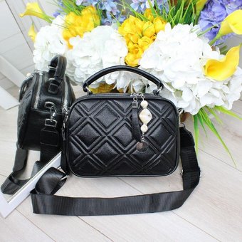 Женская сумка клатч красивая сумочка на широком ремне черная экокожа