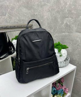 Черный женский рюкзак вместительный городской стильный текстиль