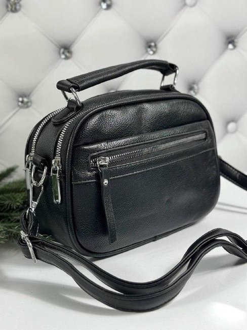 Женская сумочка через плечо на длинном ремне кросс-боди сумка клатч черная экокожа