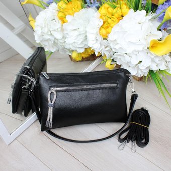 Женская сумка через плечо сумочка кроссбоди классическая стильная черная экокожа