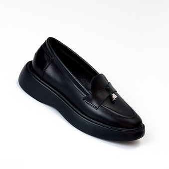 Женские туфли лоферы кожаные стильные удобные черные натуральная кожа 40