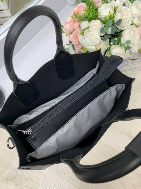 Женская сумка-шопер квадратная стильная вместительная черная экокожа