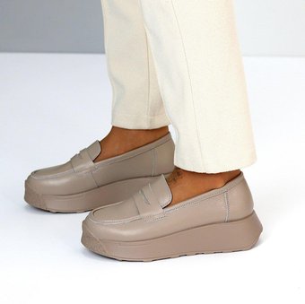 Женские кожаные лоферы стильные туфли на низком ходу мокко натуральная кожа 41