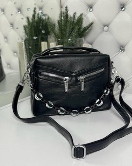 Женская сумка через плечо сумочка кроссбоди классическая черная экокожа
