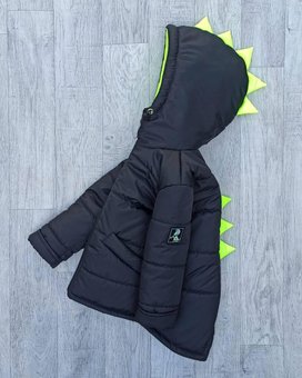 Детская демисезонная куртка на мальчика Дино курточка весна-осень черная 2-6 лет 98