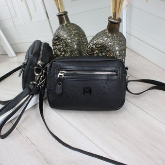 Маленька жіноча сумочка через плече крос-боді сумка клатч чорна екошкіра