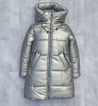 Длинное зимнее пальто на девочку теплое зимняя детская куртка золотистая 10-12 лет 152