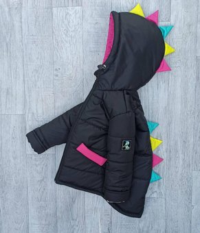 Детская демисезонная куртка на девочку Дино курточка весна-осень черная 2-6 лет