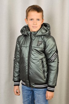 Демисезонная куртка-бомбер для мальчика подростковая 122-164р весна осень хаки 158-164