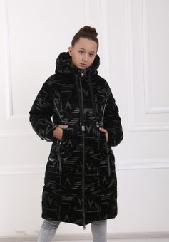 Длинное зимнее пальто пуховик на девочку зимняя куртка черная 146-164р